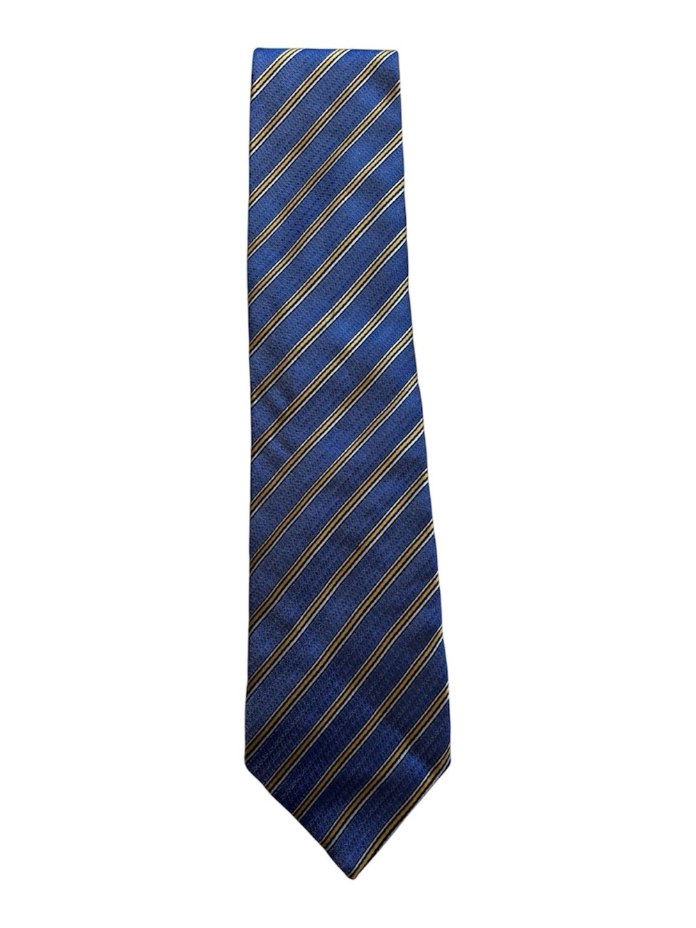Hugo Boss 100% Silk Blue Striped Necktie Men’s Designer Tie 3.5” Wide